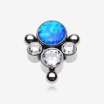 Implant Grade Titanium OneFit Threadless Bali Beaded Essence Fire Opal Sparkle Top Part-Clear Gem/Blue Opal